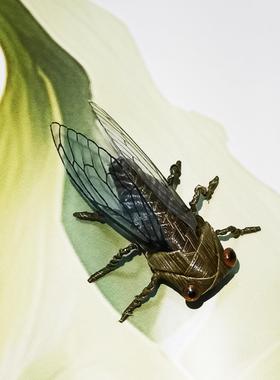 中国非遗草编昆虫知了仿真知了棕编特色手工艺品居家摆件场景装饰