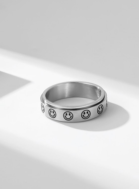 INS日韩中性风可旋转钛钢戒指