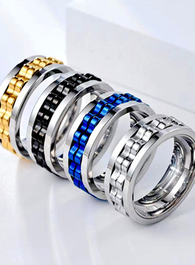 爆款时尚解压钛钢戒指日韩热销抗