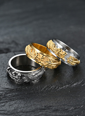 民族风中国龙盘龙可旋转解压戒指