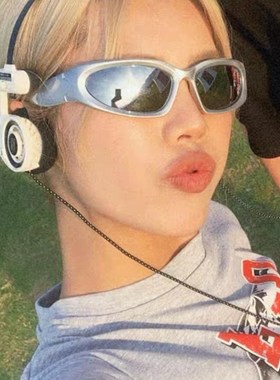 速发辣妹拽姐飞行员Y2K墨拍照镜级感太紫防外线凹造型