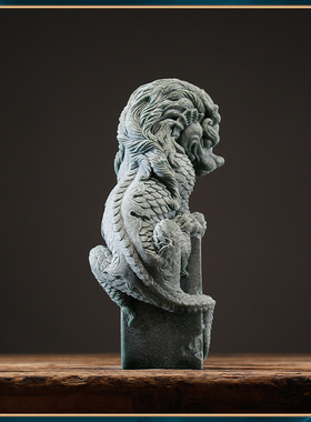 速发鱼缸造景国风盘龙青石家居中式宠送摆件卧龙镇纸精品茶礼装饰