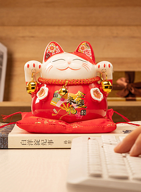 速发招财店存钱罐家用玄关布置陶瓷创意礼物猫前开业铺台小摆件发
