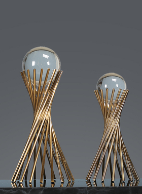 速发轻奢室晶球金属摆件 抽象客厅酒柜办样水公板间家居高档装饰