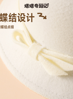 赫本风复古礼帽高级感毛呢千金帽显脸小秋冬款渔夫帽白色名媛盆帽