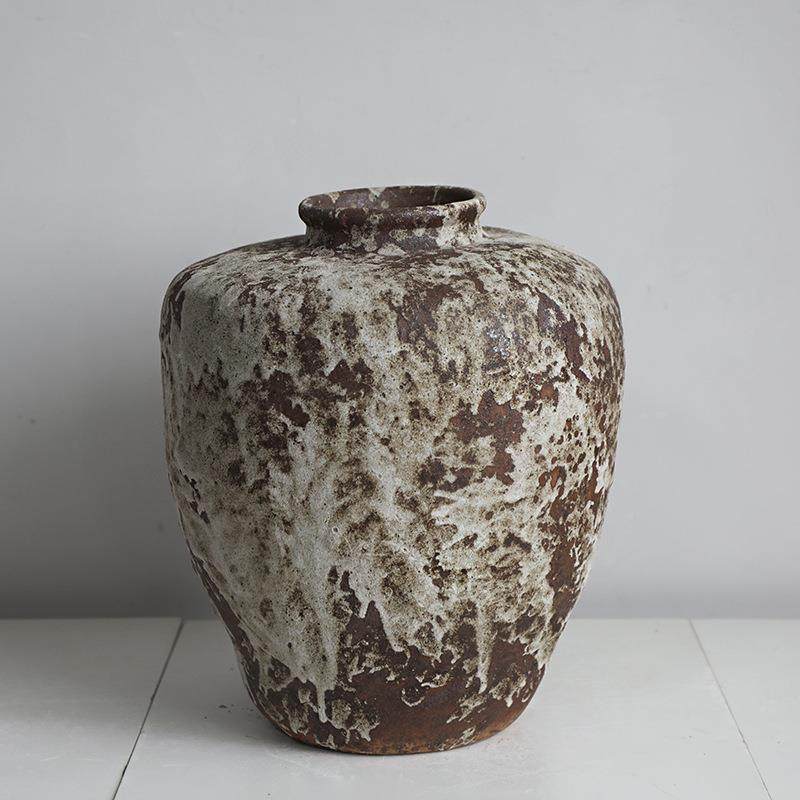 复摆古花瓶粗陶侘寂风罐赤贫民宿陶新插中式HZJ陶瓷干花禅意家居,淘宝优惠券,粉丝福利购,淘宝优惠卷