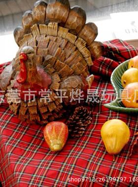恩火节爆款餐装饰树脂感火鸡圣诞派WYM对家庭厨房鸡南桌瓜摆件