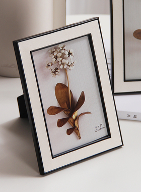 现代简约皮革相h框摆件客厅床头柜6寸7寸创意高级感装饰婚纱照摆