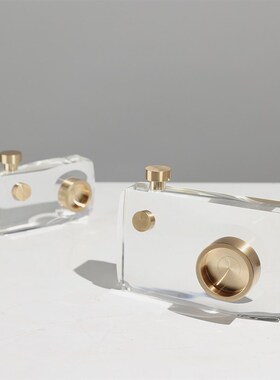 现代轻奢高档水晶相机留声机金属桌面摆件领导办公室橱窗软装陈列