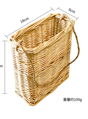 跨境墙面壁挂花篮纯手工编织柳编篮子墙面收纳装饰饰品餐厅挂件