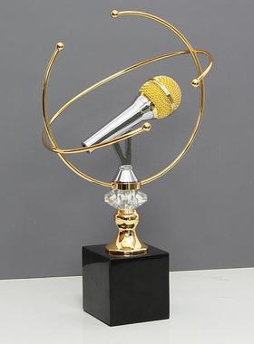 现书代创意话筒礼品品摆件奖唱歌比赛字颁奖奖杯刻酒柜柜BJ6341工