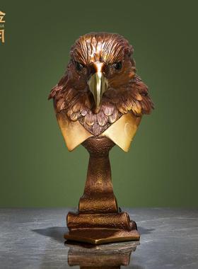 精英鹰首黄铜摆件老鹰头首行业精英办公室金属黄铜工艺品