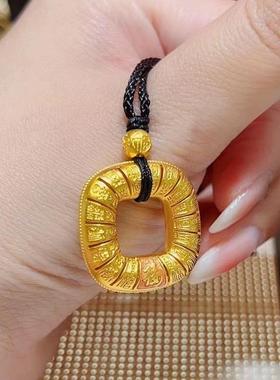 铜镀金百福吊坠古法平安扣花丝国潮福字镂空挂绳女宫廷复古礼物款