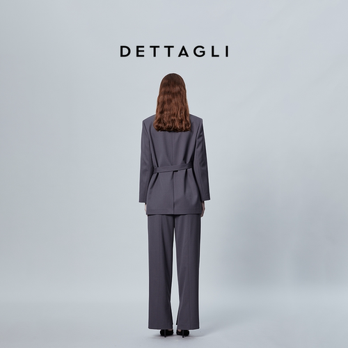 Dettagli迪塔莉灰色系裤子女休闲裤设计师款高级感春季直筒裤 - 图1