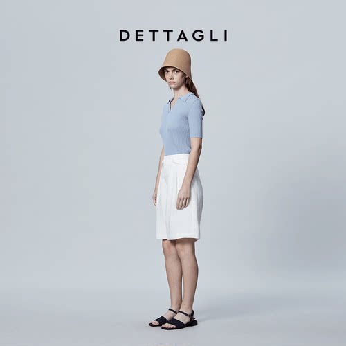 Dettagli/迪塔莉亚麻休闲时尚白色打褶短裤裤子女 - 图1