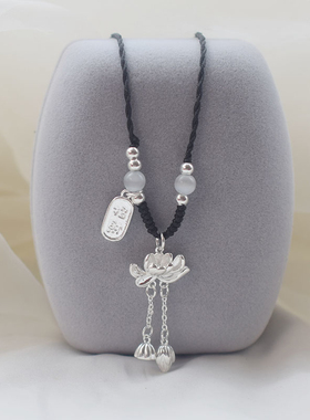 925纯银莲花项链女2024新款小众流苏古法两世欢锁骨链好运连连