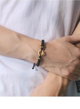 平安手绳乾坤圈手链情男镀18金扣简约编织手绳侣同心圆生日礼物