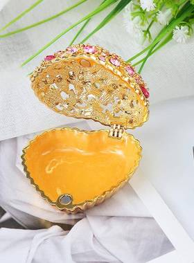 粉色心形镶钻金属工艺品摆饰创意家居摆件首饰收纳盒女孩爱心礼物