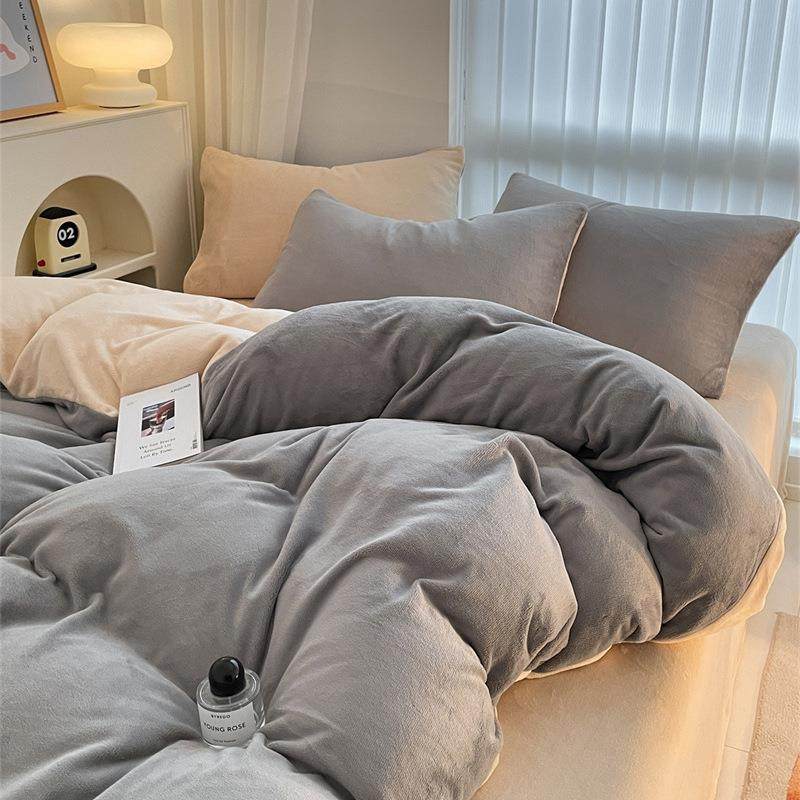 纯色牛奶绒四件套冬季加厚珊瑚绒床单被套南通加绒床上用品三件套,淘宝优惠券,粉丝福利购,淘宝优惠卷