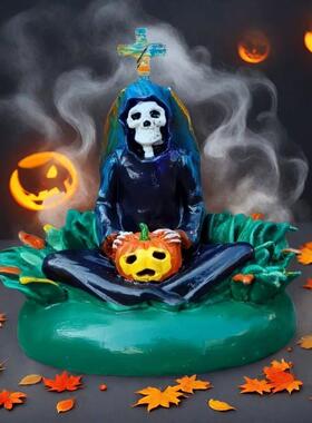 万圣节十字幽灵死神墓碑园艺鬼屋节日场景布置道具树脂工艺品