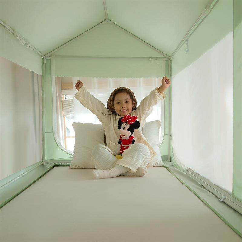 卡通印花床帘上下铺子母床蚊帐三开门学生宿舍单人蚊帐拉链方帐,淘宝优惠券,粉丝福利购,淘宝优惠卷