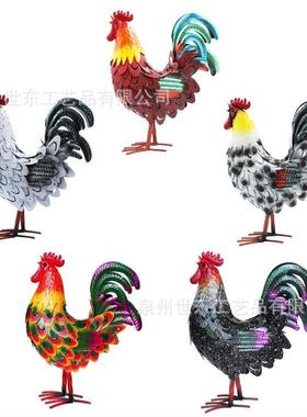 世东创意立体铁艺公鸡户外庭院仿真雕像动物摆件花园装饰