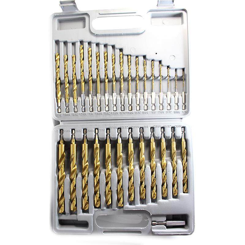 高速钢30件套镀钛涂层六角柄钻头套装组合英制整体六角钻孔,淘宝优惠券,粉丝福利购,淘宝优惠卷