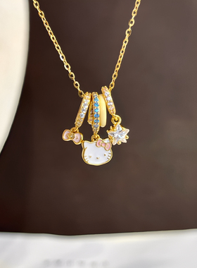 足金包银kitty多巴胺彩圆环项链