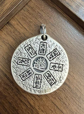 999纯银实心黄财神吊坠立体实心五路米神足银项链男女本命佛项坠