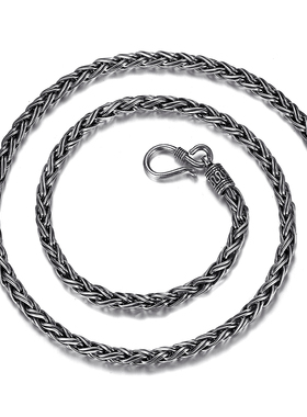 大师男饰麻绳纯银项链男足银手工个性潮人 双龙头泰银项银链子