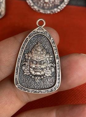 999纯银镂空黑白绿红财神平安喜乐项链男女藏地本命佛守护神吊坠