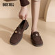 Dadong loafers women's square toe small leather shoes slip-ons