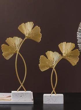 北欧轻奢风创意金属工艺品银杏叶摆件 家居装饰客厅玄关家居摆件