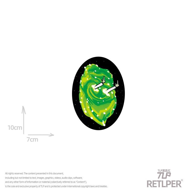 RETLPER反光车贴 绿传送门姥爷逃跑 卡通汽摩防水装饰平面贴纸 - 图1