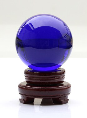 深蓝色K9人造水晶球摆件开z业乔迁礼品客厅桌面家居店铺装饰品
