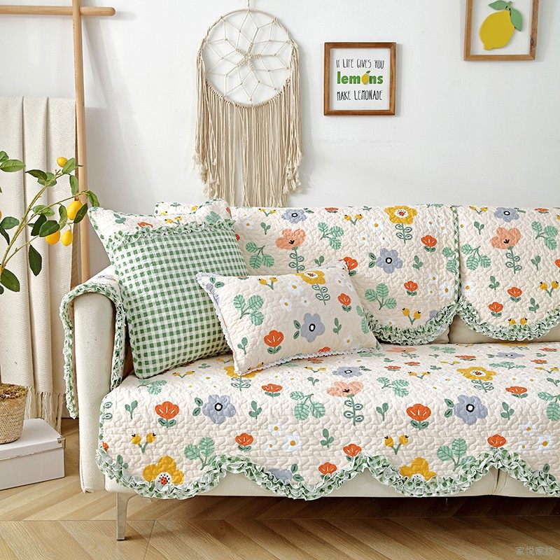 韩式碎花小清新拼接防滑全棉夹棉C机洗绗缝布艺沙发垫飘窗垫爬行,淘宝优惠券,粉丝福利购,淘宝优惠卷