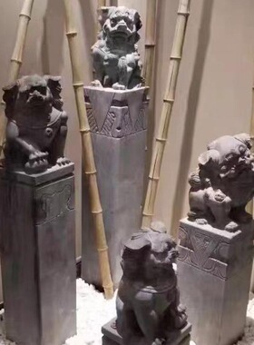 古青石雕拴马桩狮子貔貅麒麟庭院酒店造景十二生肖做旧栓马石柱
