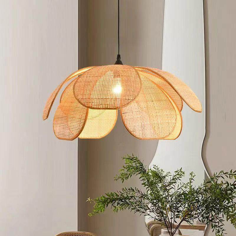 洛西可法式藤编花瓣侘寂风吊灯日式民宿厅客厅格卧室茶餐室灯具,淘宝优惠券,粉丝福利购,淘宝优惠卷
