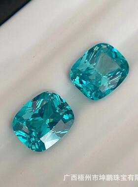 源头蓝工厂帕拉巴方碧玺肥长裸klp-1110石戒面枕形湖绿色伊饰品主