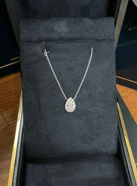 水滴项链女纯银白金梨形仿真钻一克拉单钻吊坠锁骨链高级感轻奢