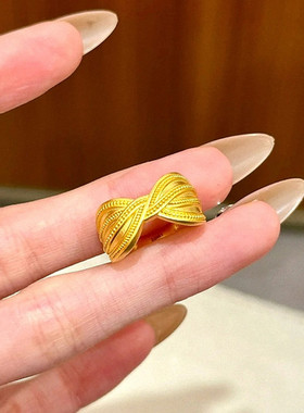 波斯王子交叉戒指 女纯银镀18K黄金色丝带扭结指环复古设计时尚潮