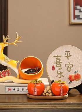 速发一高有福入户玄关收纳轻奢招财你禄摆件鹿档客厅家居乔迁装饰