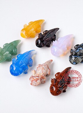 速发跨境天然水晶蝾螈雕刻件原石打磨半宝石家居装饰工艺品摆件批