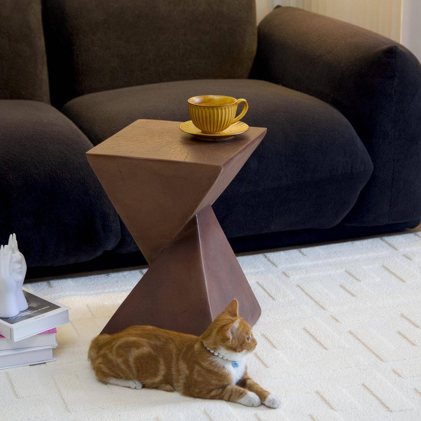 北欧仿木纹边几民宿家用客厅极简约沙发茶几卧室艺术创意床头柜 - 图0