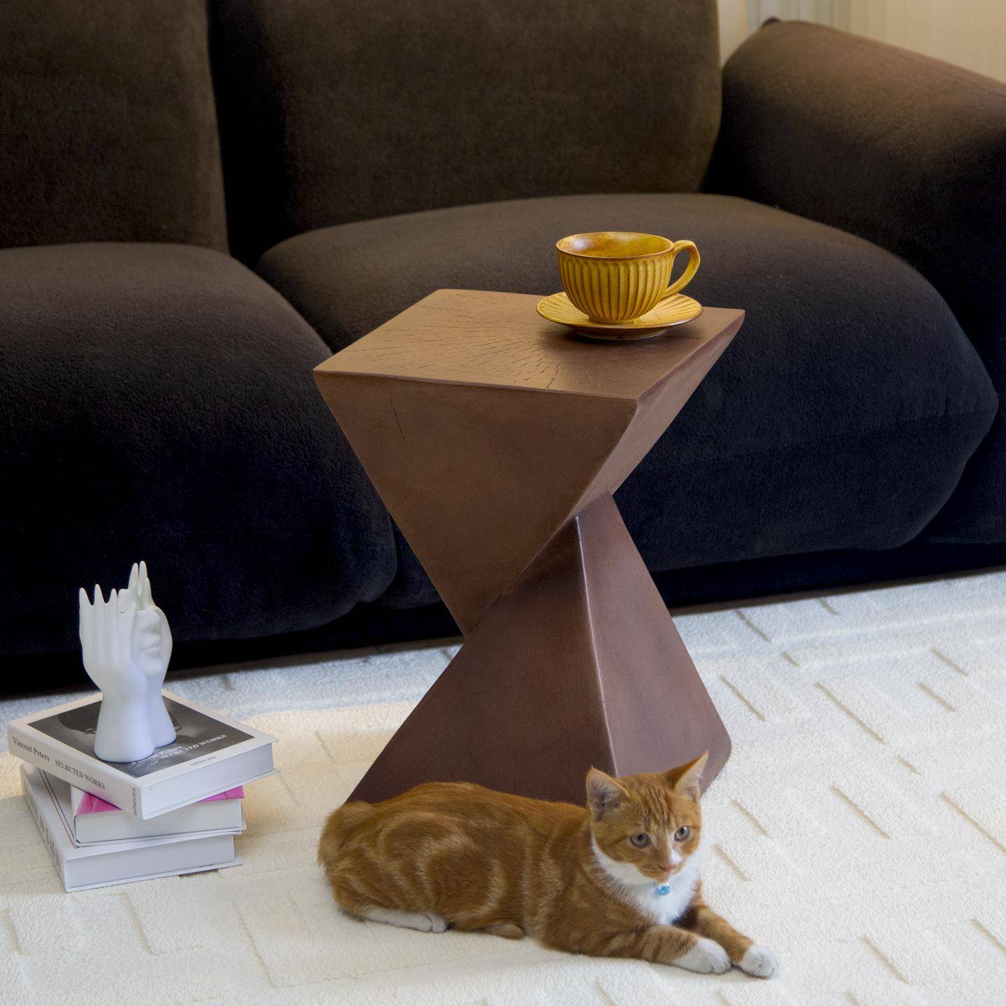 北欧仿木纹边几民宿家用客厅极简约沙发茶几卧室艺术创意床头柜 - 图1