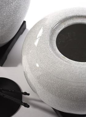 新中式创陶YH022意古典裂纹瓷罐摆件书摆房办公桌博古书柜架玄关