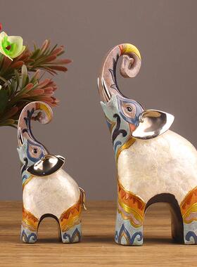 创意吉祥母子大象树脂摆件家居客厅电视柜装饰工艺品摆饰