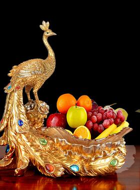 欧式创意孔雀水果盘家居客厅奢华装饰摆件酒店会所KTV瓜糖果盘