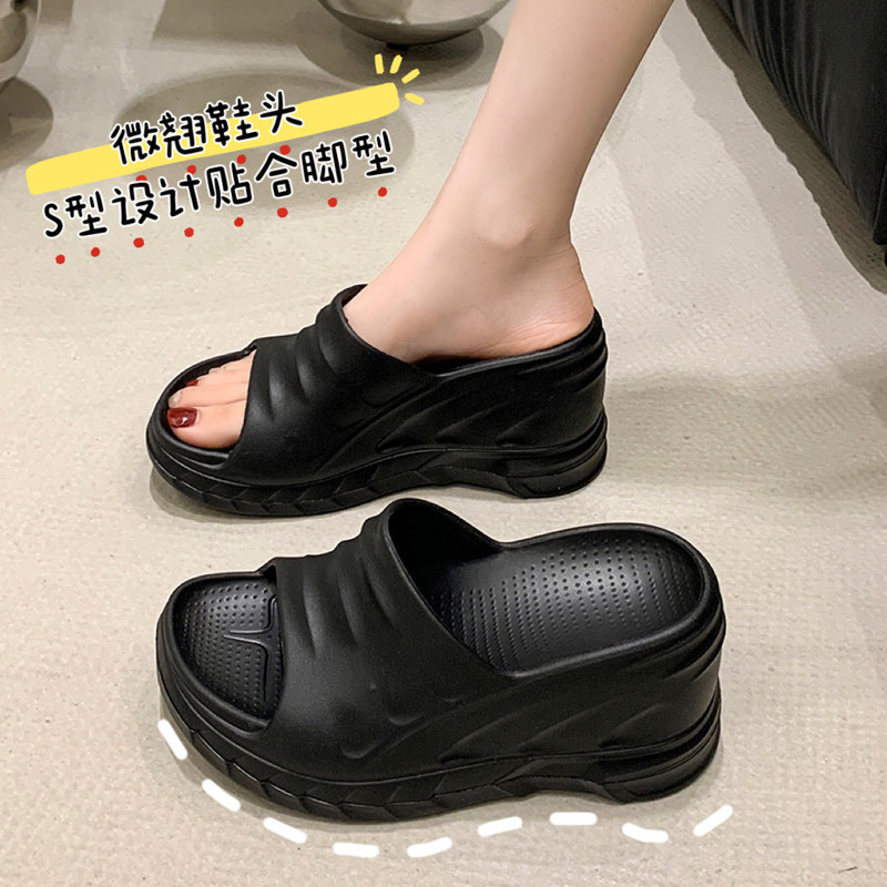 坡跟厚底一字拖鞋女夏季2025新款增高小个子外穿三亚度假沙滩凉拖,淘宝优惠券,粉丝福利购,淘宝优惠卷