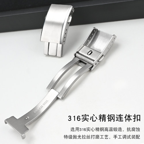 氟橡胶表带22mm/20mm方格纹防汗防臭FKM蝴蝶扣通用手表带平口快拆 - 图2